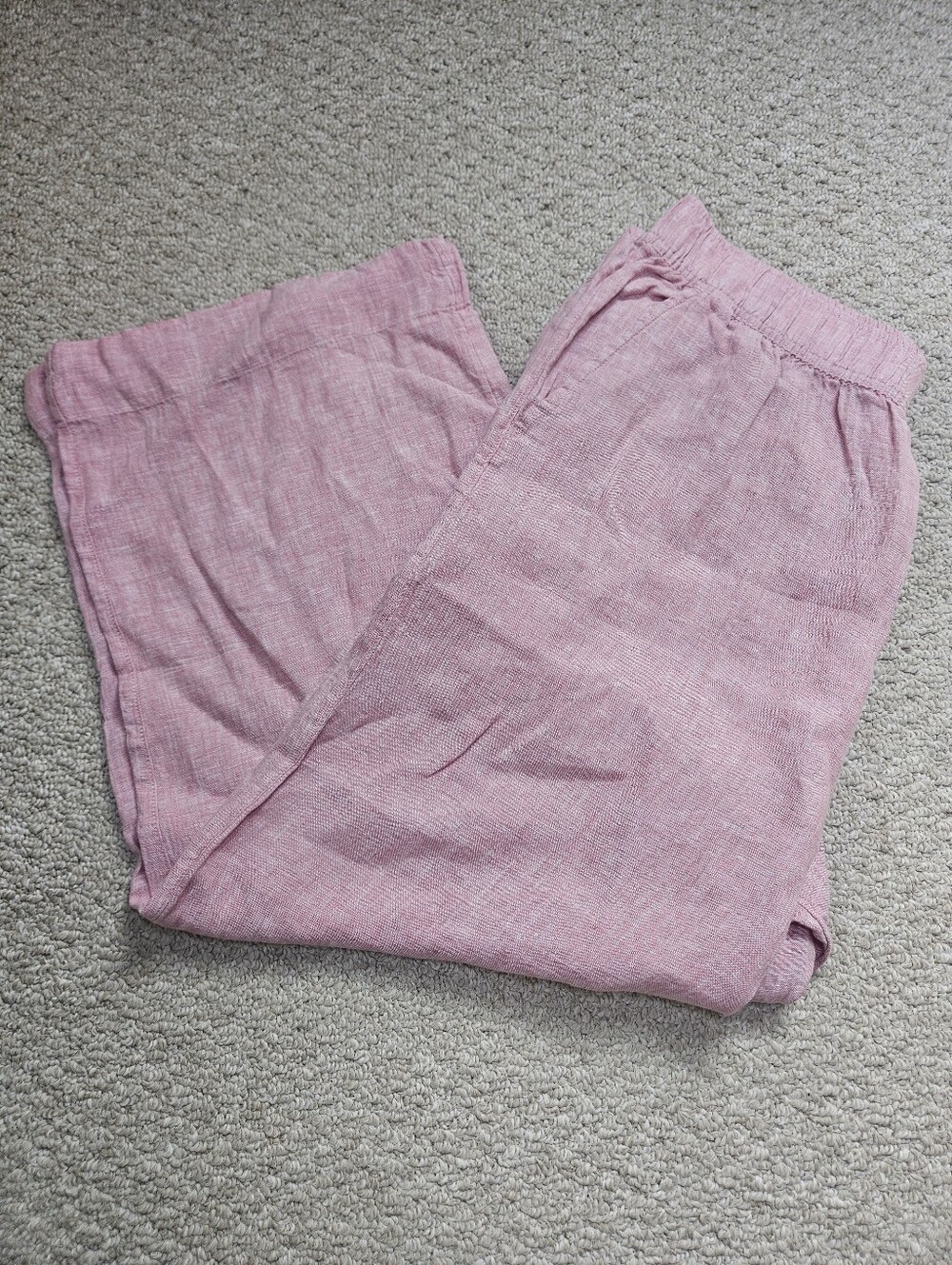 Tahari Pink 100% European Linen Wide Leg Pull On Pants XLarge Breathable Relaxed